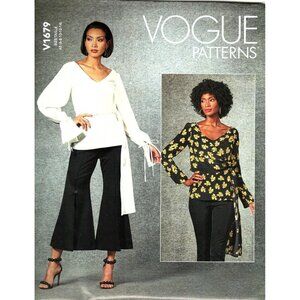 Vogue V1679 Misses 6 to 14 Surplice Blouse Pullover Top Uncut Sewing Pattern